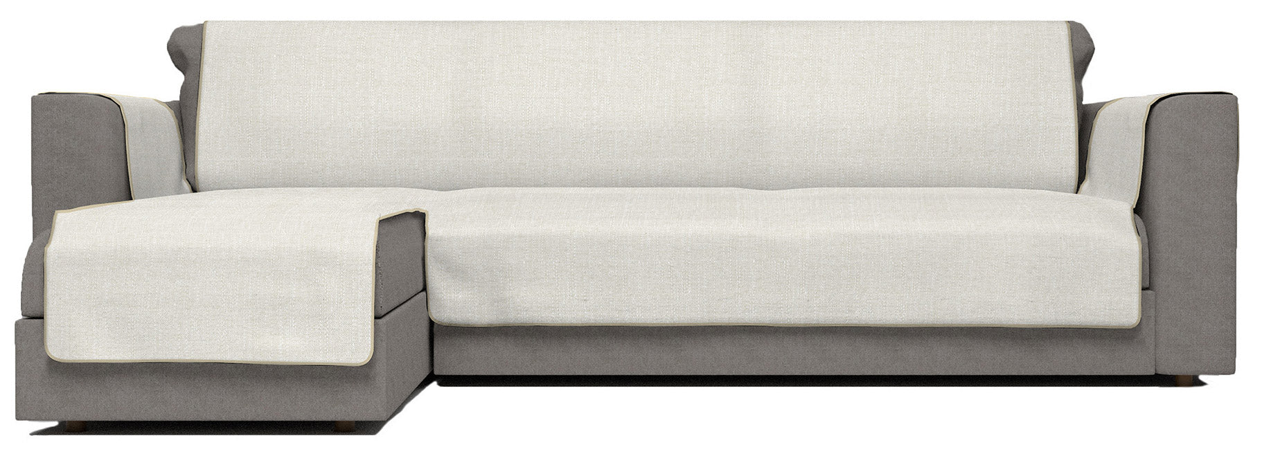 Copridivano in Poliestere con Penisola Sinistra Seduta 190 cm Panna