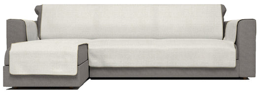 Copridivano in Poliestere con Penisola Sinistra Seduta 190 cm Panna