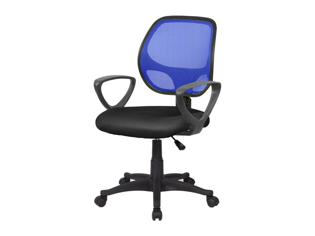 Sedia da ufficio Filiberta, Poltrona operativa a rete con braccioli, Seduta ergonomica da ufficio, 56x57h88/100 cm, Nero e Blu