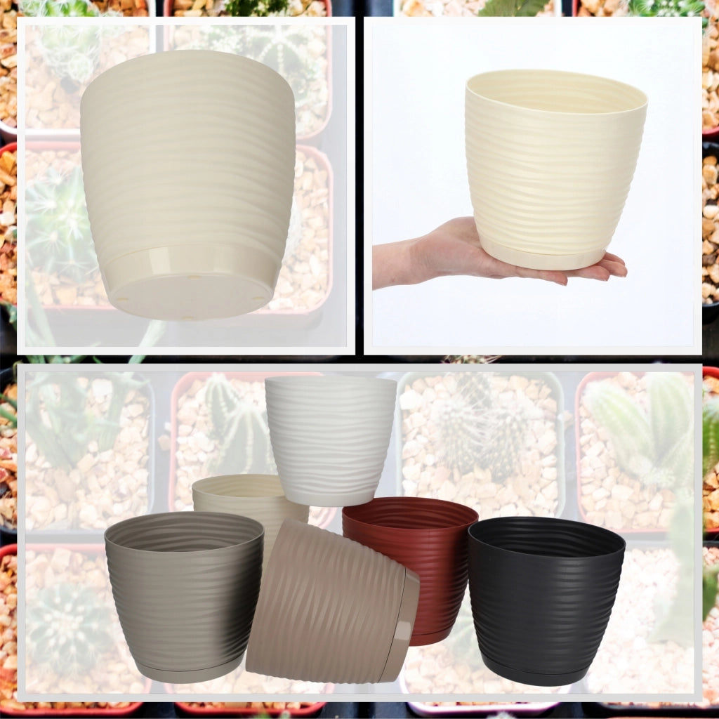 Vaso da fiori KADAX rotondo da 15 cm in plastica color crema