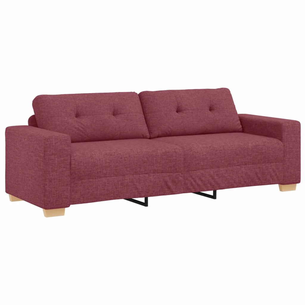 Divano 2 pz Rosso Vino Tessuto misto lino 3324713