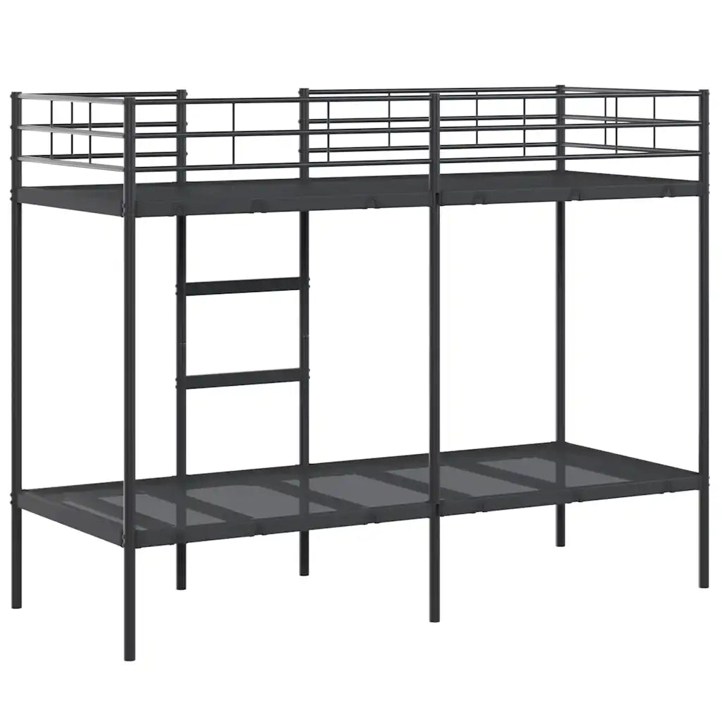 Letto a Castello senza Materasso-Struttura Letto a Castello Nero 75x190 cm in Acciaio