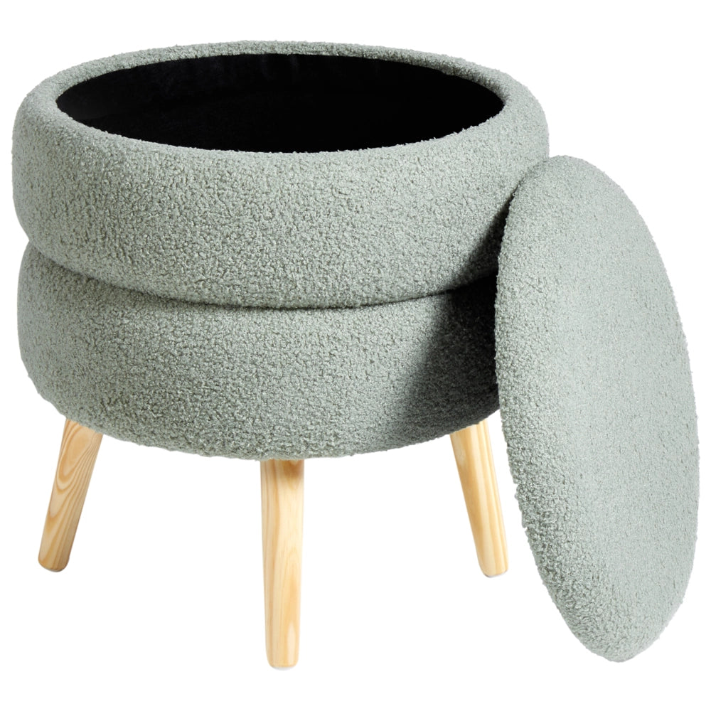 Sgabello Verde Rivestito con Gambe in Legno Stile Moderno