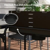 Barbecue a Carbonella ad Altezza Regolabile con 3 Ripiani e Vassoio, in Metallo Legno, 113x53.5x82.5 cm, Nera