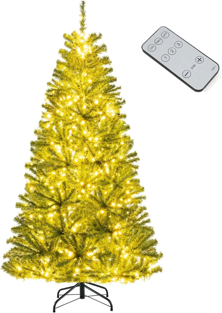 Albero di Natale Artificiale 180 cm, Albero di Natale Pre-illuminato con 700 Luci LED, 680 Rami, Telecomando, Timer e Guanti, Modalità e Luminosità Regolabili