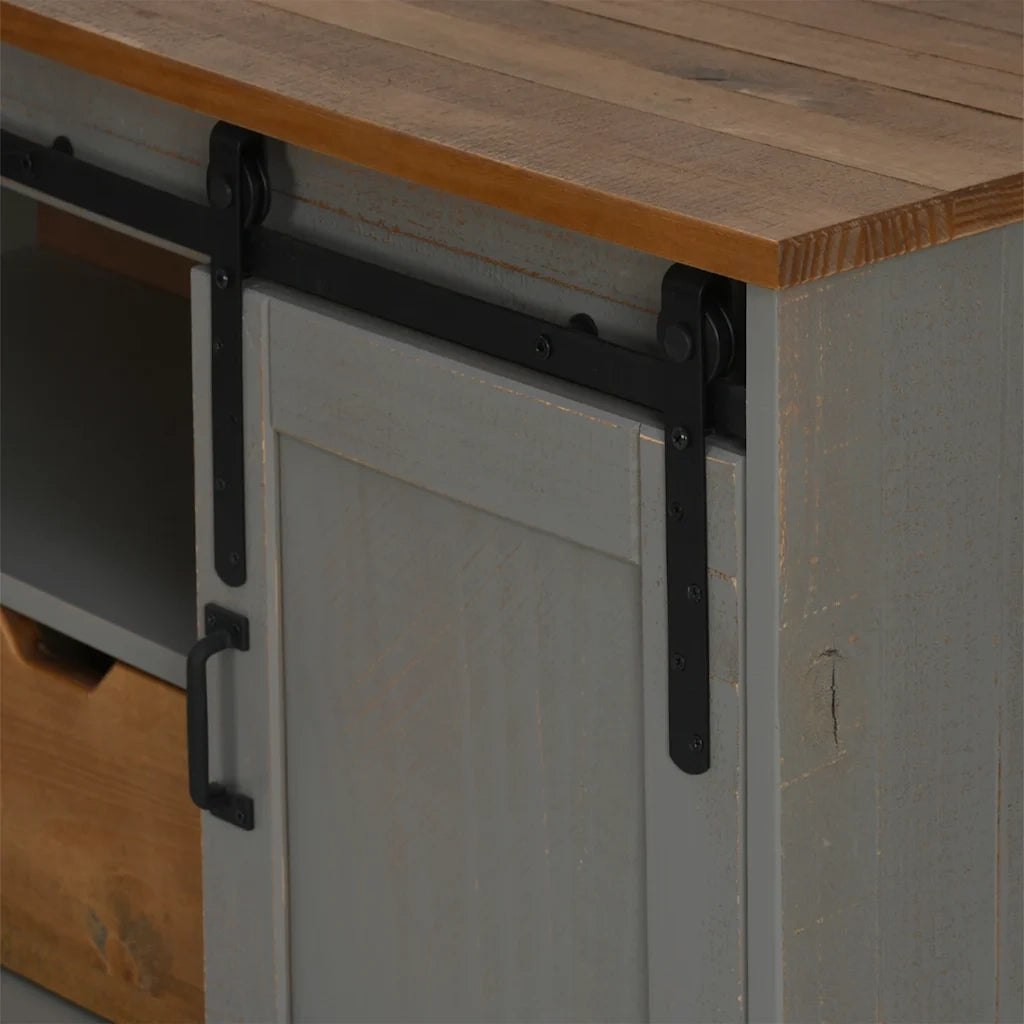 Mobile Porta TV HALDEN con Anta Scorrevole Grigio 110x40x60 cm