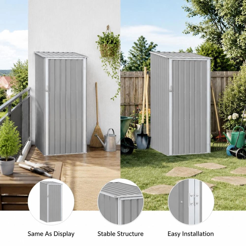Garden Shed, Grey, 87x98x159 Cm, Galvanized Steel