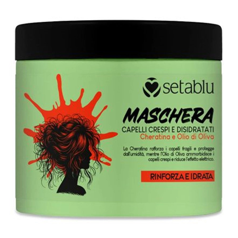 Trade Shop - Maschera Per Capelli Crespi E Disidratati 500ml Con Cheratina Olio D'oliva Rinforza Idrata -