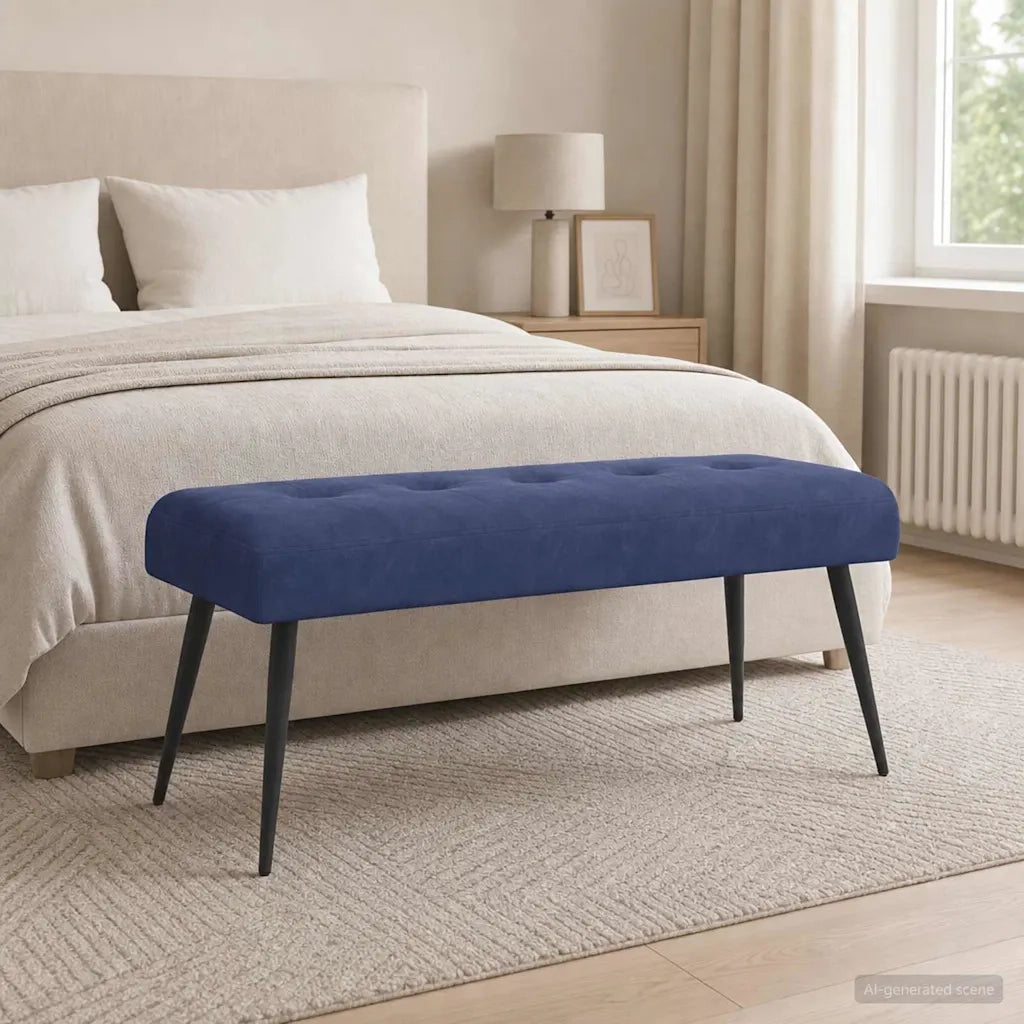 Panchina con bottoni imbottiti Blu Polizia 110 x 40 x 46 cm 42038541