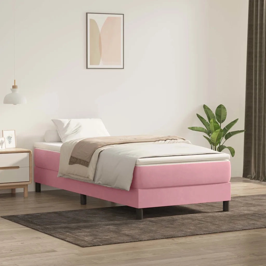 vidaXL Letto a Molle senza Materasso Rosa 100x220 cm in Velluto