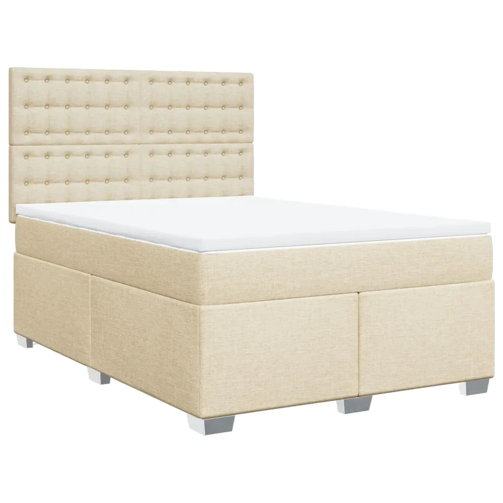 Giroletto a Molle con Materasso Crema 160x200 cm in Tessuto