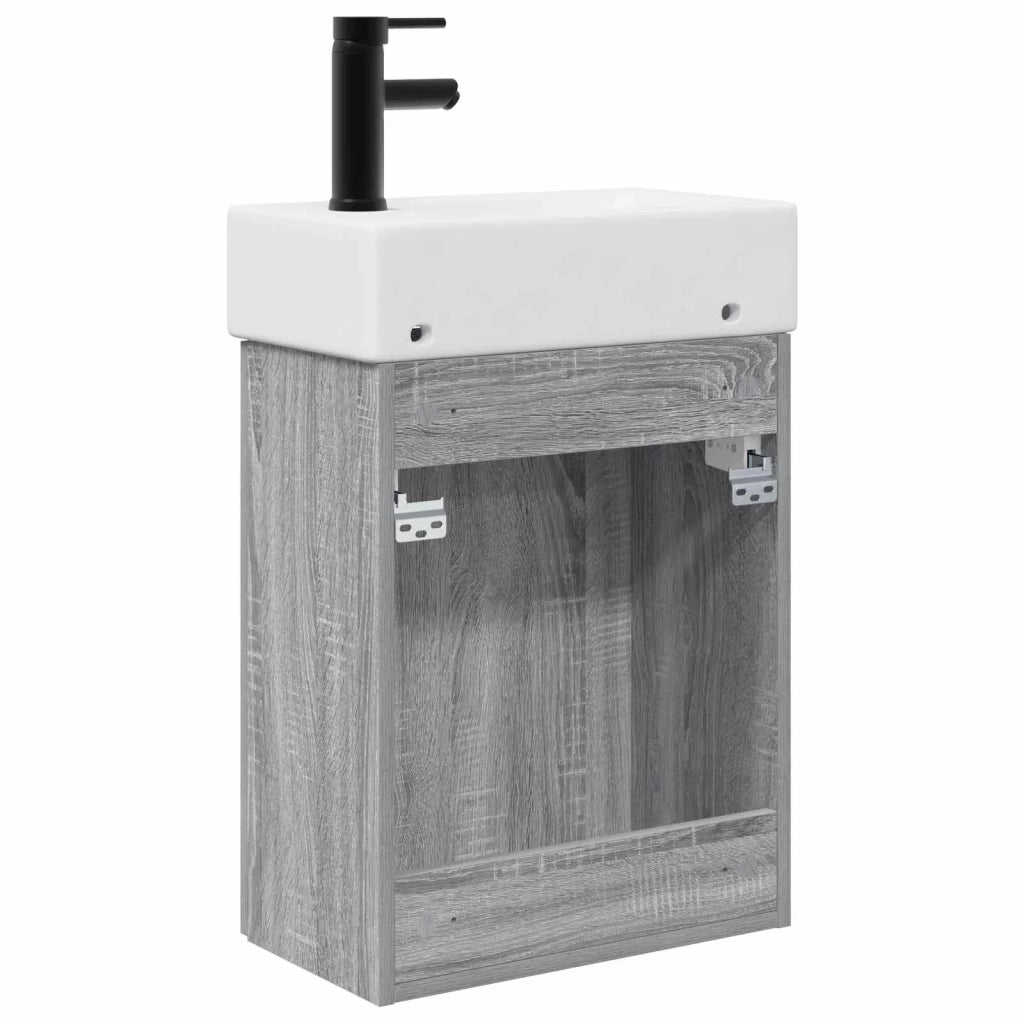 Mobile bagno con rubinetto Sonoma grigio 45,5 x 22,5 x 84 cm