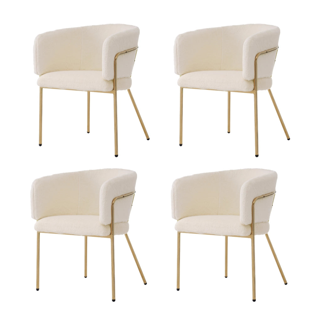 Sedie da Pranzo Set 4 Pezzi ¨C MINIMAL ¨C Gambe Metallo, Imbottite, Beige