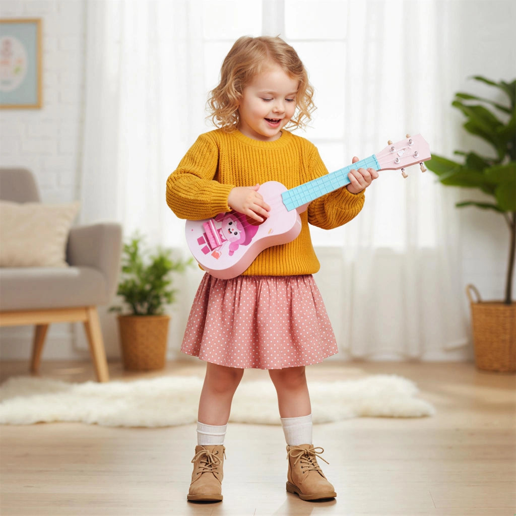 Ukulele mini bambini 4 corde nylon 12 tasti per principianti 53 cm-Strumento musicale educativo ukulele per bambini 3+ anni 17x6,5cm