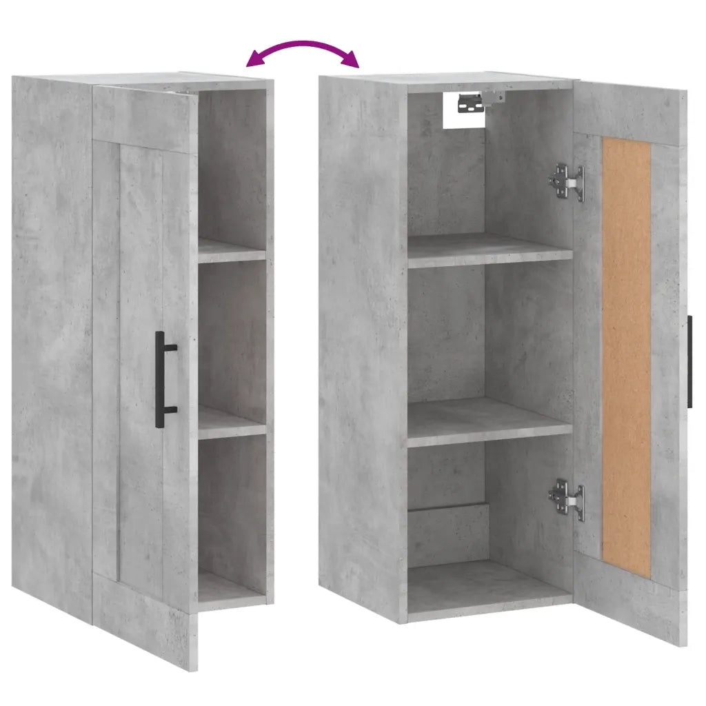 Mobile a Parete Grigio Cemento 34,5x34x90 cm Legno Multistrato 830528