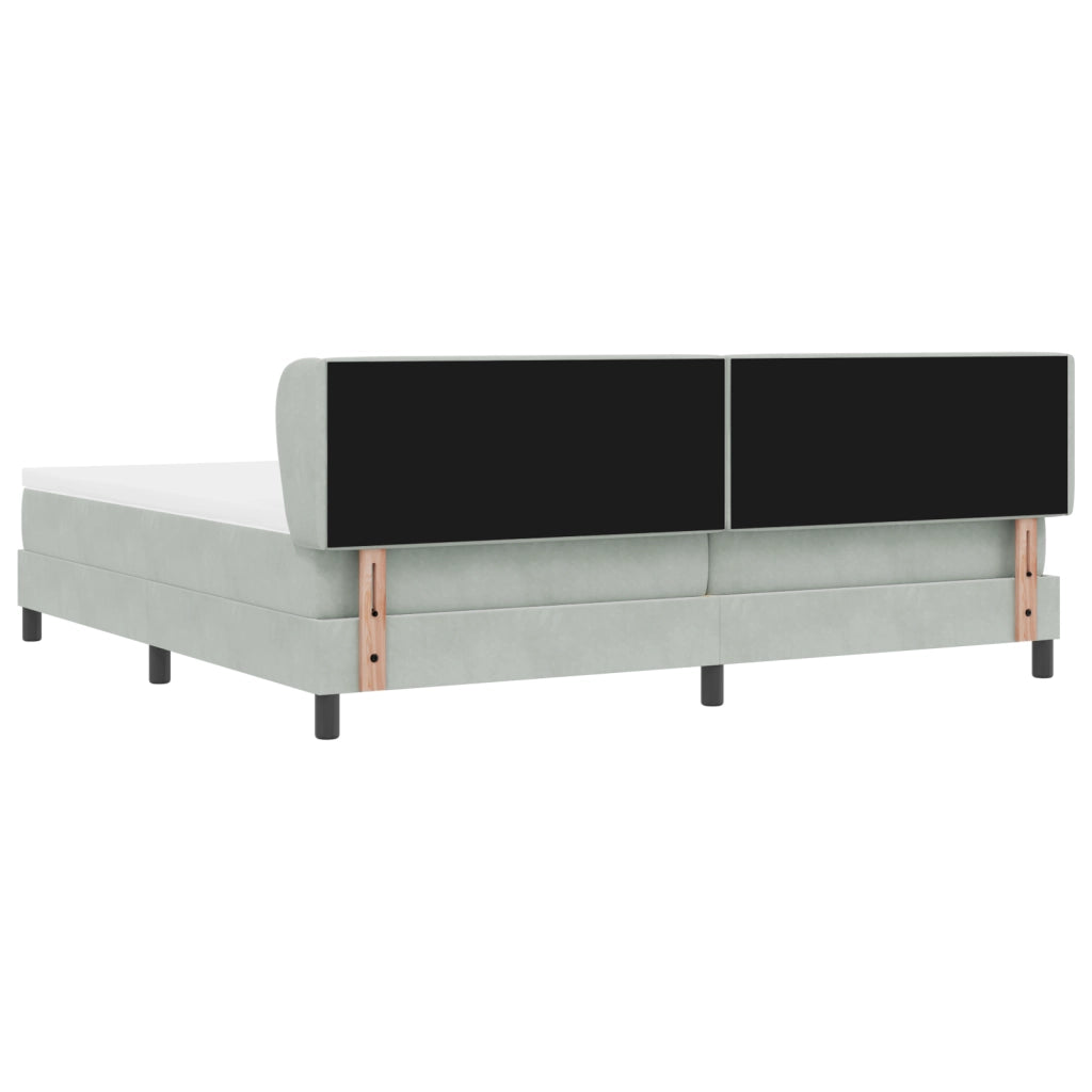 Letto con Rete a Molle e Materasso Grigio Chiaro 200x200 cm Velluto