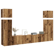 Set Mobile TV 8 pz-Credenza per TV Montato a Parete Legno Antico in Truciolato 941720