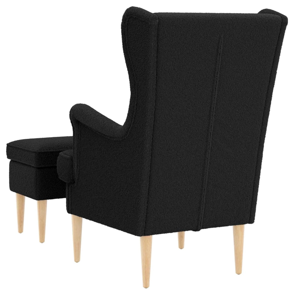 Poltrona con Ottomano 2 pz Nero Bouclé 3418837