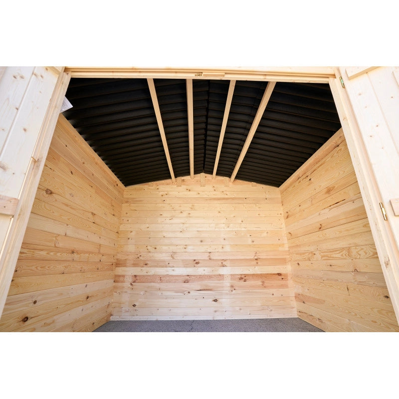 Casetta in legno da giardino doppia porta con vetro – 260x220 cm – tavole 28 mm, tetto bitumato e struttura compatta – VD2622.02N Foresta