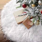 Trade Shop - Tappeto Gonna Copertura Base Albero Di Natale 120 Cm Peluche Bianco Effetto Neve -