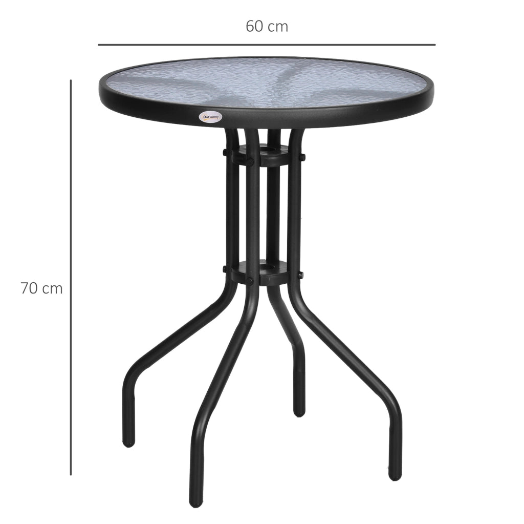 Tavolo da giardino rotondo Ø60 cm in metallo e vetro