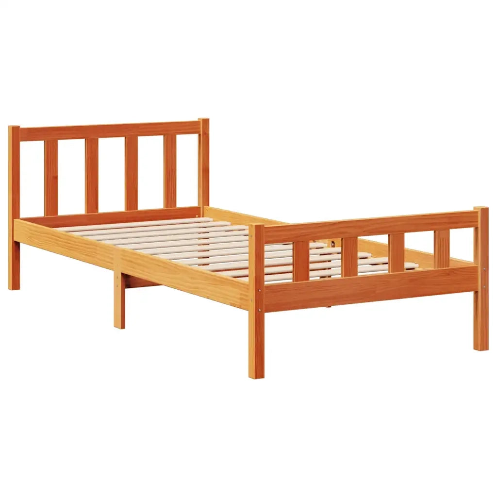 Letto Libreria senza Materasso Marrone Cera 75x190 cm in Pino 3322182