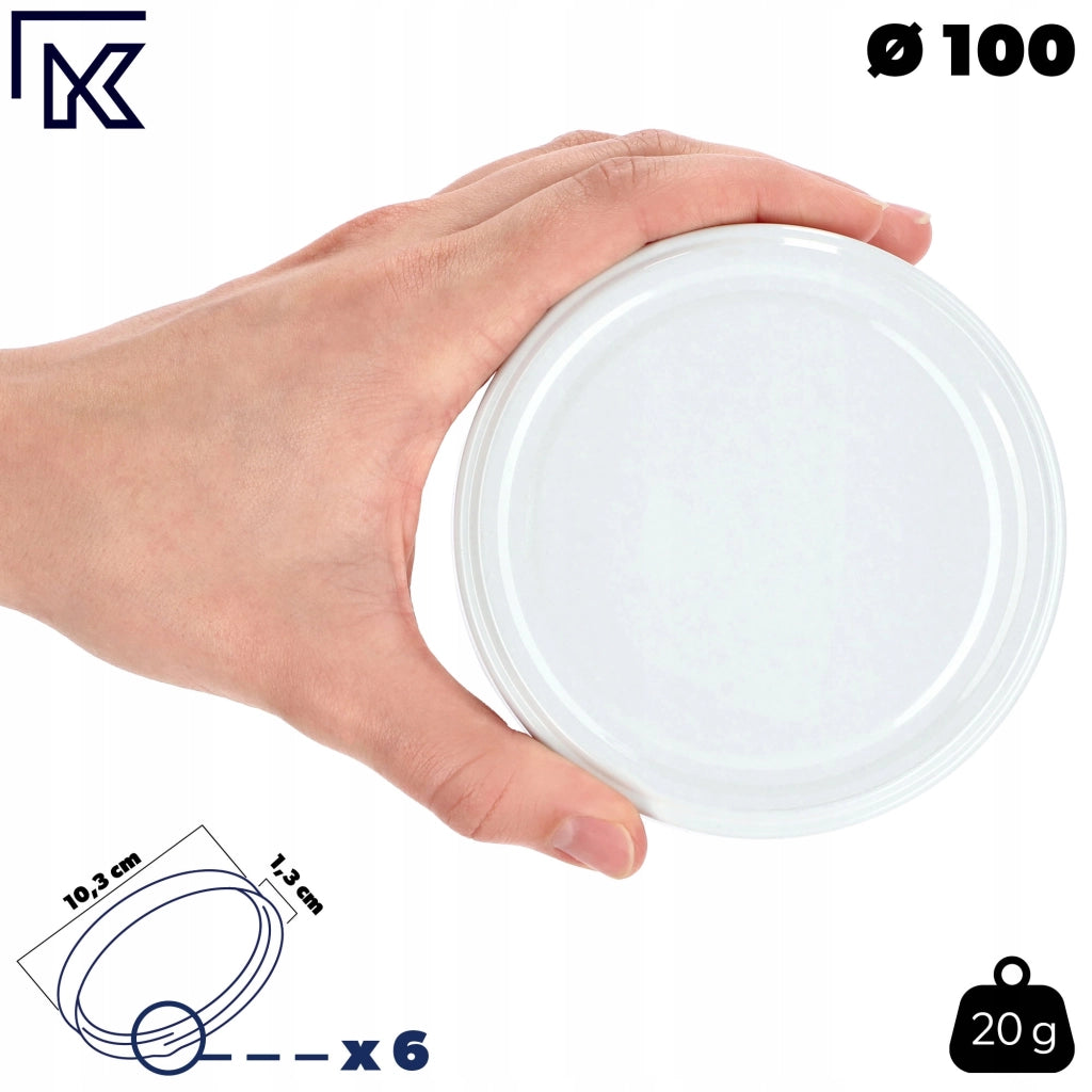 Tappi KADAX per barattoli, diametro 100 mm, coperchi per barattoli di conserve, 50 pezzi.