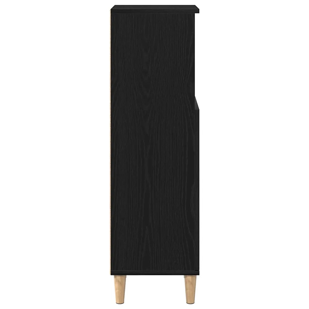 Mobiletto da Bagno | Armadio da bagno con lo scaffale Rovere Nero 30 x 30 x 100 cm