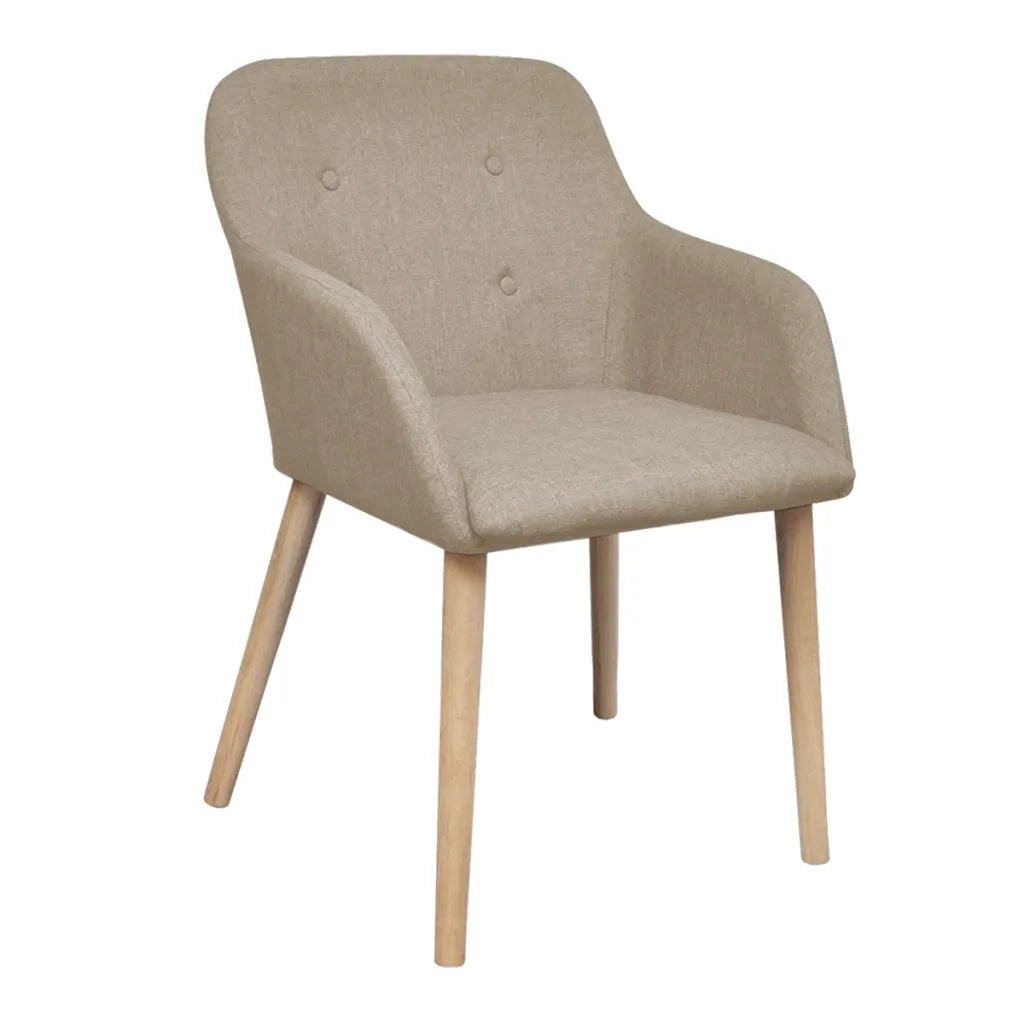 Sedie Pranzo 4 pz Beige in Tessuto e Legno Massello di Rovere 270570
