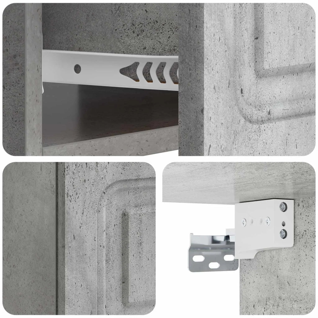 Mobiletto da notte a muro 2 pz Grigio Cemento 49 x 34,5 x 20 cm 899302