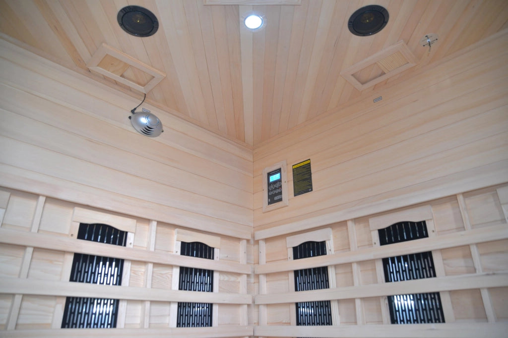 Sauna infrarossi angolare, 4 posti full optional 150x89x84,2x190cm Relpunt Nusua