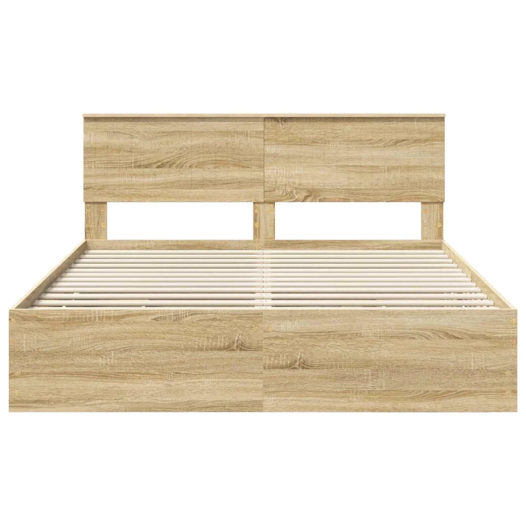 Letto matrimoniale | Letto per adulti | Struttura del letto con cassetto Rovere Sonoma 160 x 200 cm