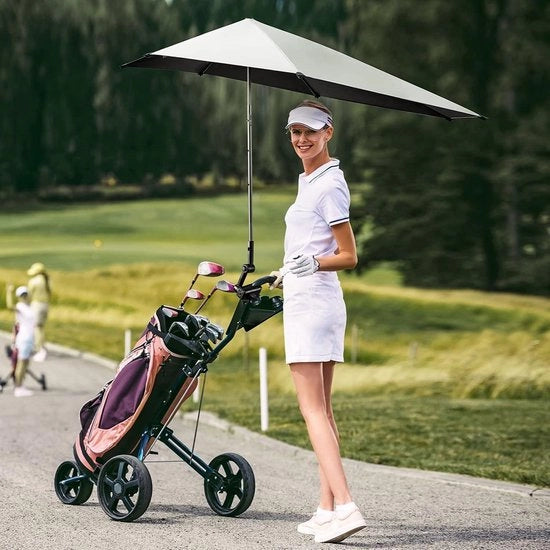 Parasole per spiaggia regolabile XL 117 x 111 cm con protezione UPF 50+ e chiusura universale - Regolabile in altezza e adatto per sedile, carrello da golf, passeggino, carrello da bucato e terrazza