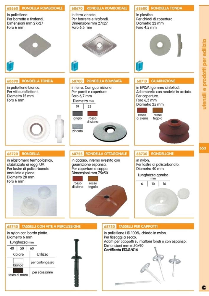 100pz rondella ferro tonda con guarnizione 6,7x19 colore bianco finitura grigio cod:ferx.56200