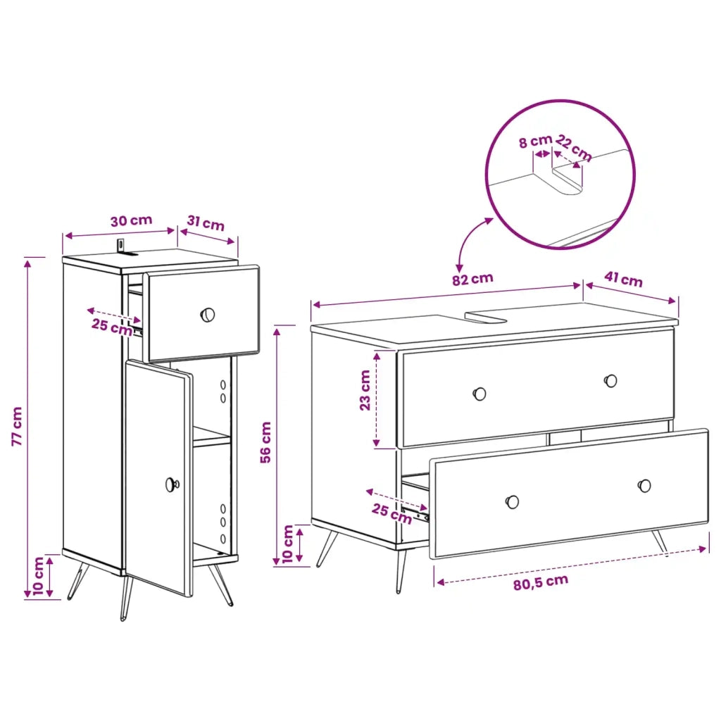 Set di Armadi da Bagno da 2 Pezzi BREDA Rovere Sonoma 3417722