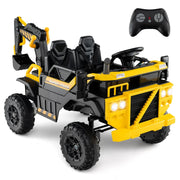 Escavatore elettrico 157 x 77,5 x 77 cm telecomandato con musica e funzioni di sicurezza per uso in giardino in PP giallo 20_0018596