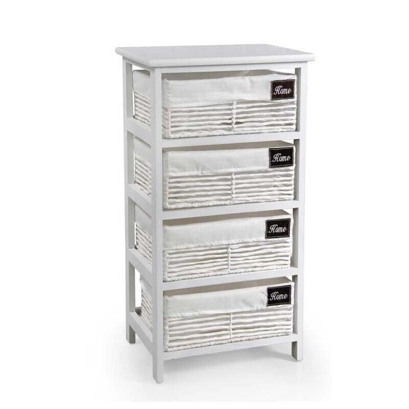HOME CASSETTIERA CON 4 CESTE 40X29X73 CM IN COLORE BIANCO