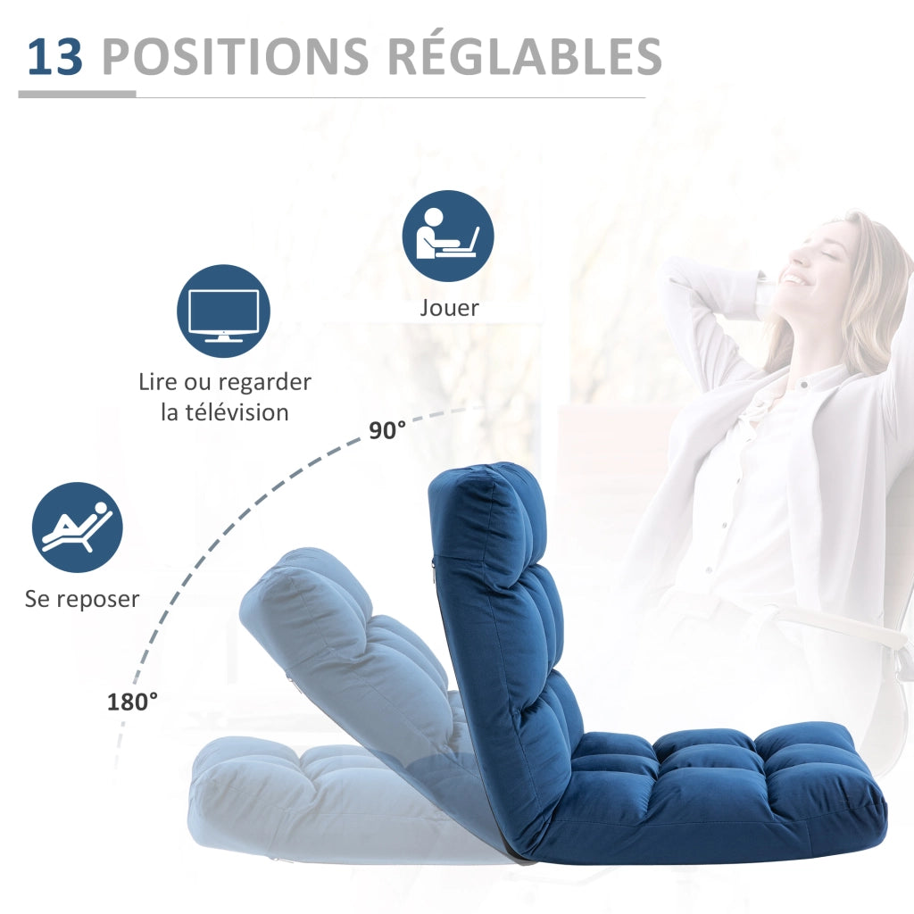Poltrona Reclinabile ¨C zephmum ¨C Blu, Tessuto, 90¡ã