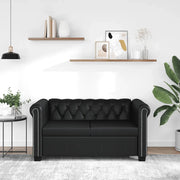 Divano Chesterfield a 2 Posti in Finta Pelle Nero 242369