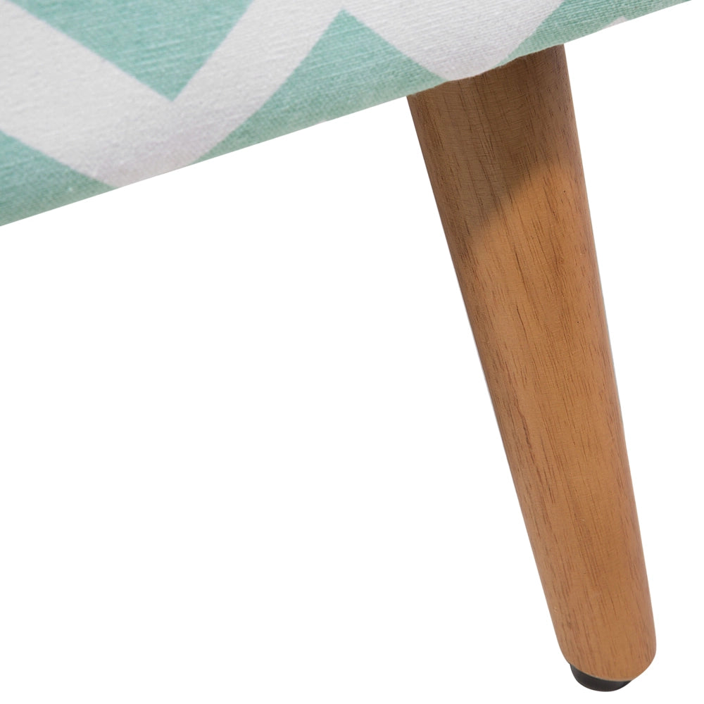 Poggiapiedi in Cotone color Verde Menta con Gambe in Legno Motivo Orientale stile etnico