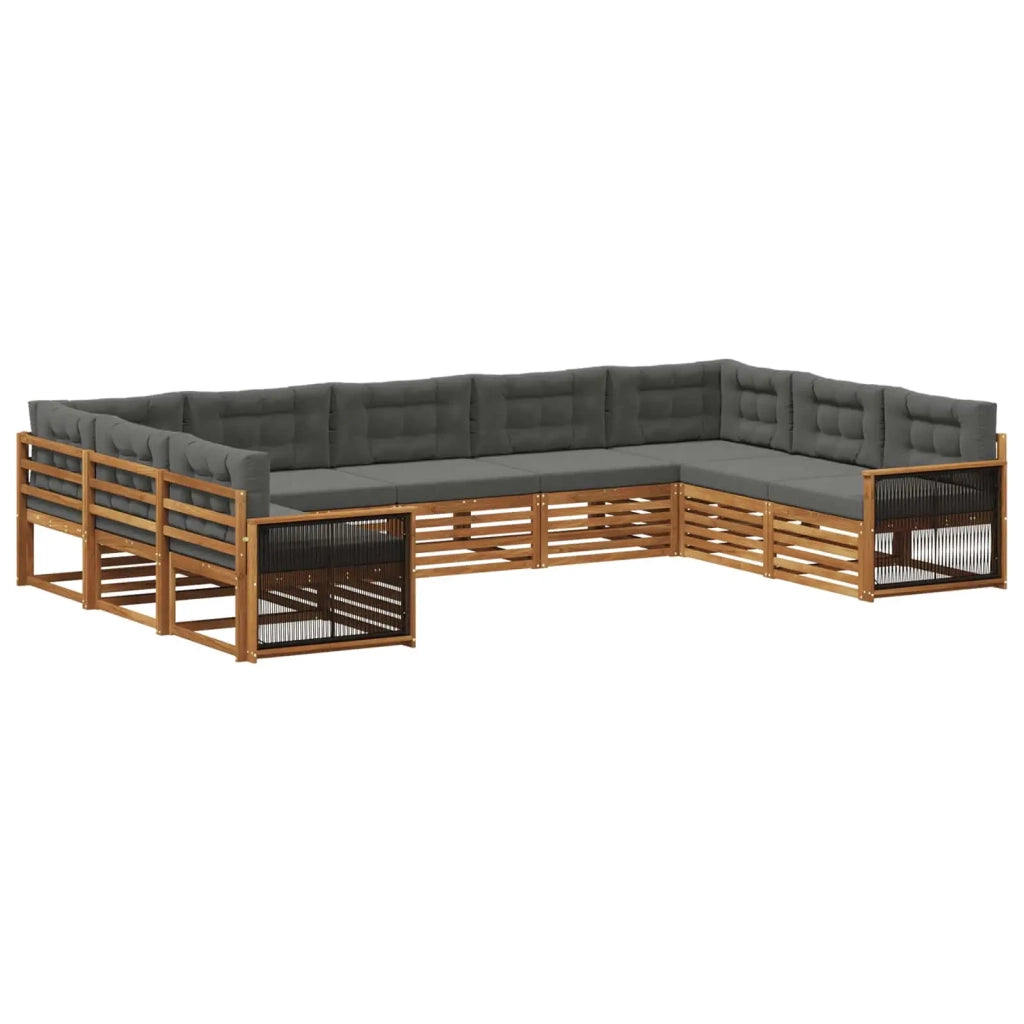 Set di divani da esterno 9 pz Naturale e Antracite 3383835
