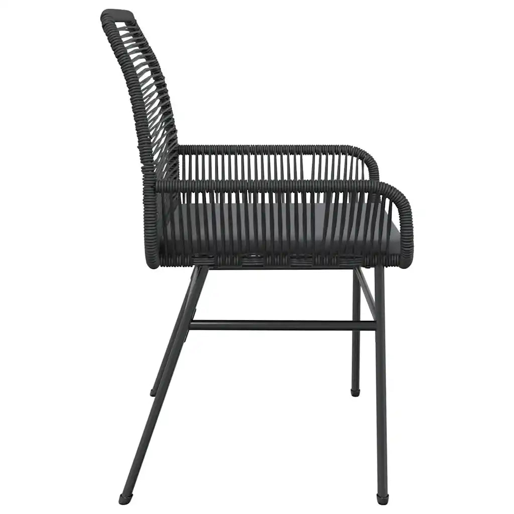 Sedie da Giardino con Cuscini 2 pz | Sedie da Esterno Nere in Polyrattan