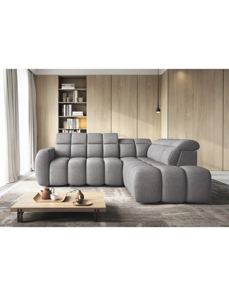 Divano ad angolo elettrico RONDA 4 posti grigio – angolo destro – versione 2