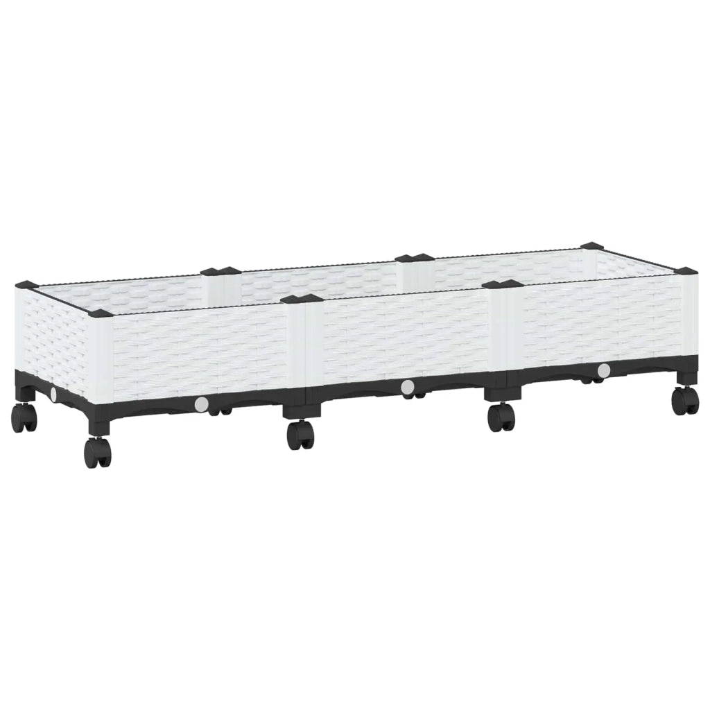 Vaso da Giardino con Ruote Bianco 120 x 40 x 33 cm PP 3423045