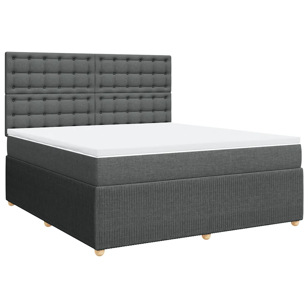 Giroletto a Molle con Materasso Grigio Scuro 180x200 cm Tessuto