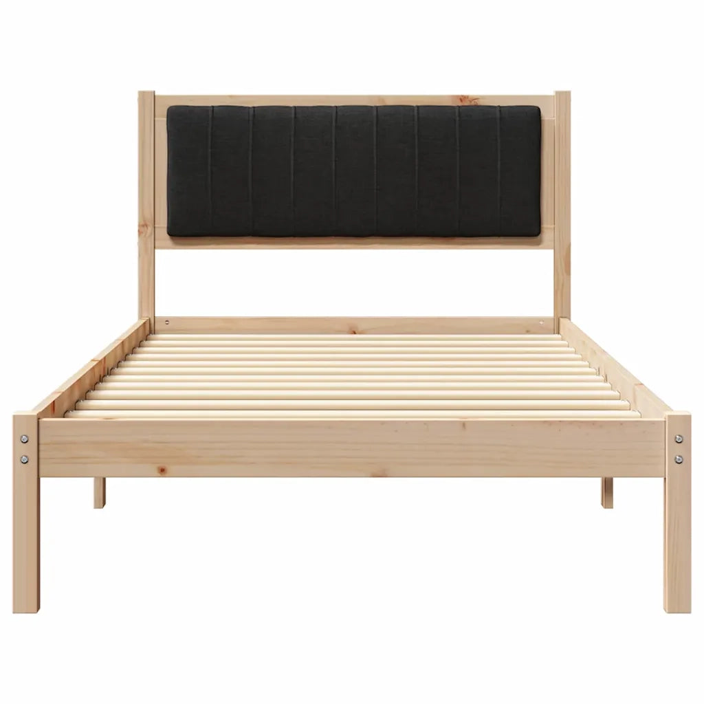 Letto con Testiera Rivestita Nero 100 x 200 cm Pino massello