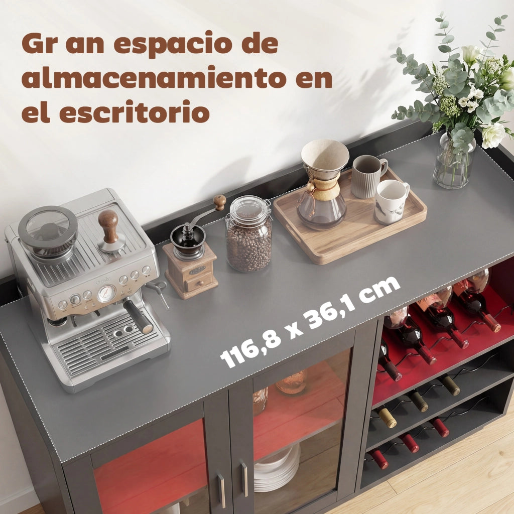 Buffet Armadio con Bottigliere e Luci LED RGB ¨C zephmum ¨C Nero