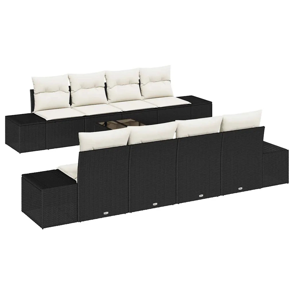 Set Divano da Giardino 8 pcs Nero e Crema polyrattan 3355656