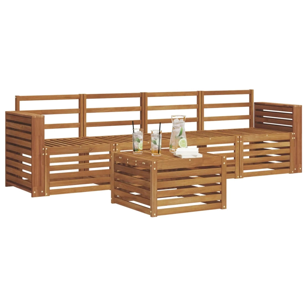 Set divani 5 pcs Naturale Legno di Acacia Massello 3374334