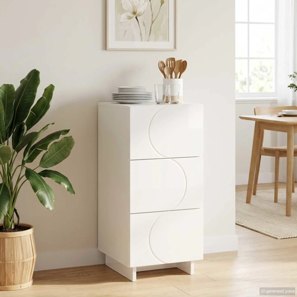 Credenza Bianco Lucido 33,5 x 34,5 x 75 cm Legno ingegnerizzato 8011517